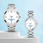 Photo Printed Couple Watch - Modern Silver