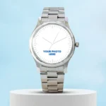 Photo Printed Classic Silver Men's Watch