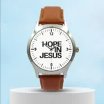 Hope in Jesus Brown Leather Unisex Watch