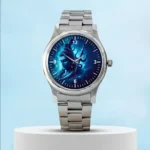 Lord Shiva Glowing Blue Classic Silver Mens Watch