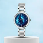 Lord Shiva Glowing Blue Modern Silver Womens Watch